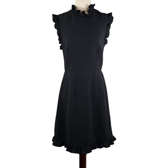 Jill Jill Stuart Black Ruffle Sleeveless Open Back A-Line Dress Size 4